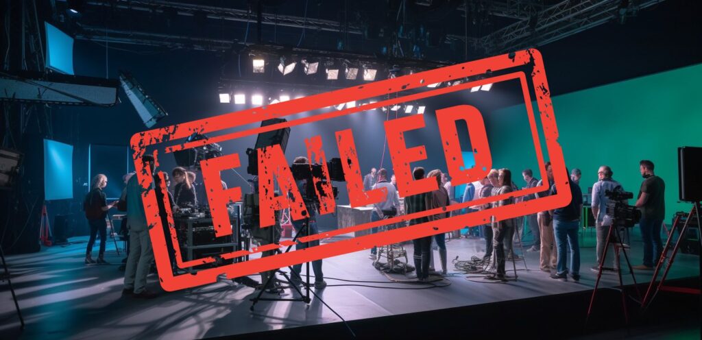 Zákulicie z natáčania reklamy, cez fotku je červený nápis "Failed".